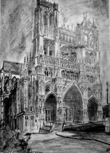 「Kathedrale von Amie…」というタイトルの描画 Birger Dickeによって, オリジナルのアートワーク, 鉛筆