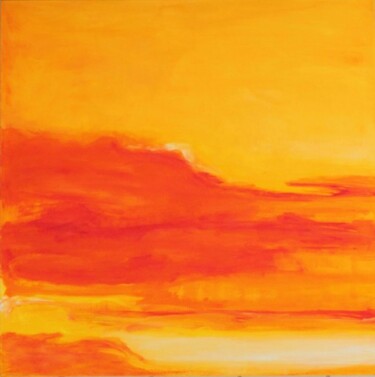 Pittura intitolato "The Orange Sky" da Birute Nomeda Stankuniene, Opera d'arte originale, Olio