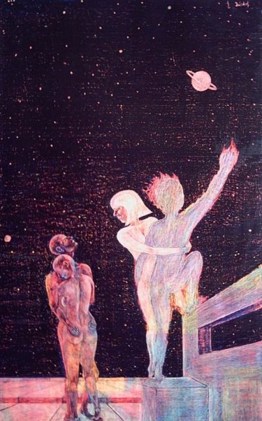 Peinture intitulée "Saturn" par Helmut Bischof, Œuvre d'art originale, Autre