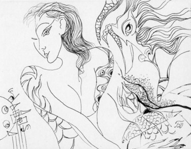 Disegno intitolato "drawing 671" da Biser Panayotov, Opera d'arte originale, Inchiostro
