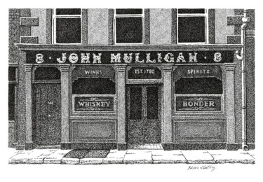 Drawing titled "Mulligan's Bar - Du…" by Bk-Art, Original Artwork, Ink