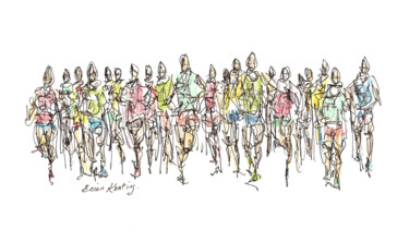 Malarstwo zatytułowany „Marathon Day” autorstwa Bk-Art, Oryginalna praca, Akwarela