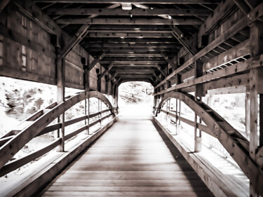 Printmaking titled "Metropark Bridge" by Lewis Freitag, Original Artwork, Digital Print Mounted on Wood Stretcher frame