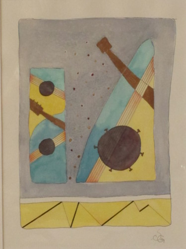 Painting titled "Concert 1" by Sylvie Guinand (Blanche G.), Original Artwork, Watercolor
