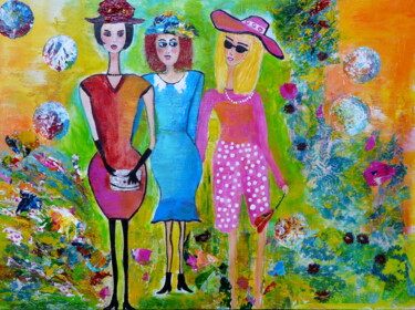 Peinture intitulée "Freundinnen" par Blanka Mandel, Œuvre d'art originale, Acrylique Monté sur Panneau de bois