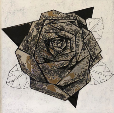 Malerei mit dem Titel "Rose geometry" von Olga Turchinskaya, Original-Kunstwerk, Glasmalerei Auf Holzplatte montiert
