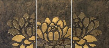 Peinture intitulée "Lotus tryptich" par Olga Turchinskaya, Œuvre d'art originale, Plâtre