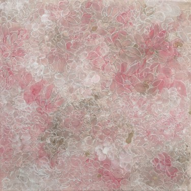 Malarstwo zatytułowany „Dentelles - pink” autorstwa Béatrice Verclytte - Bleu D’Avril, Oryginalna praca, Akryl