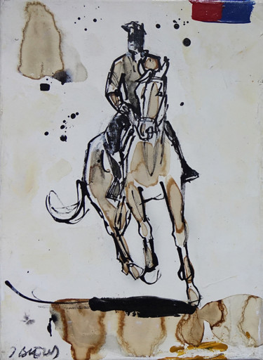 Peinture intitulée "22x27-galop-p.jpg" par Blezot, Œuvre d'art originale, Encre