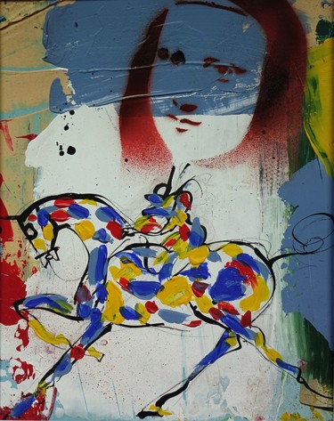 Peinture intitulée "LA JOCONDE & son CH…" par Blezot, Œuvre d'art originale, Acrylique Monté sur Autre panneau rigide