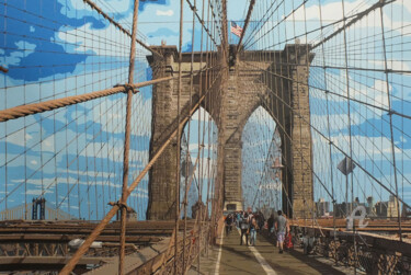 Schilderij getiteld "Brooklyn Bridge II" door Grégory Blin, Origineel Kunstwerk, Acryl