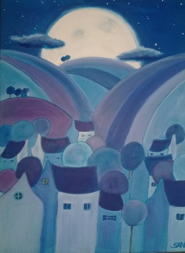 Peinture intitulée "Nuit de velours" par L'Atelier De Sana, Œuvre d'art originale, Acrylique Monté sur Châssis en bois