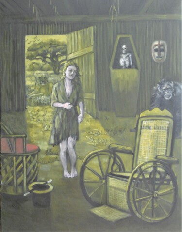 Malerei mit dem Titel "The Wheelchair" von Douglas Manry, Original-Kunstwerk, Öl