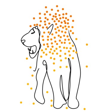 Digitale Kunst getiteld "The lion" door Beatrice Minuth (#BE.AM.IN), Origineel Kunstwerk, Digitaal Schilderwerk Gemonteerd o…