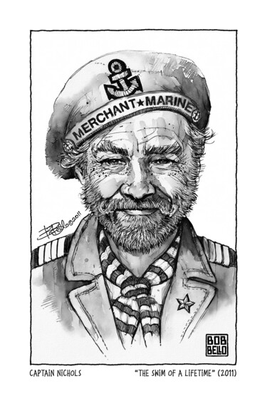 Digital Arts titled "Captain Nichols" by Bob Bello, Original Artwork, Ink