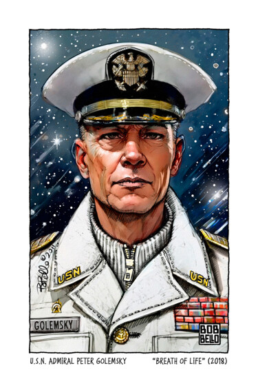 Arte digital titulada "USN Admiral Golemsky" por Bob Bello, Obra de arte original, Tinta