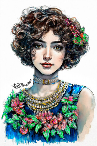 Digital Arts titled "Baroness Raissa Koz…" by Bob Bello, Original Artwork, Watercolor