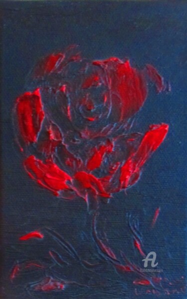 Schilderij getiteld "Rose Rouge de Pasca…" door Roberto Urbano, Origineel Kunstwerk, Olie Gemonteerd op Frame voor houten br…