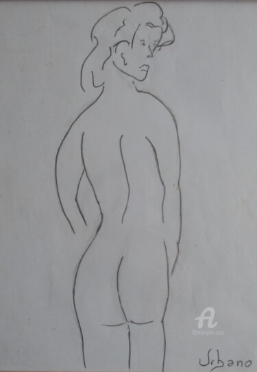 Drawing titled "Nu féminin" by Roberto Urbano, Original Artwork, Pencil