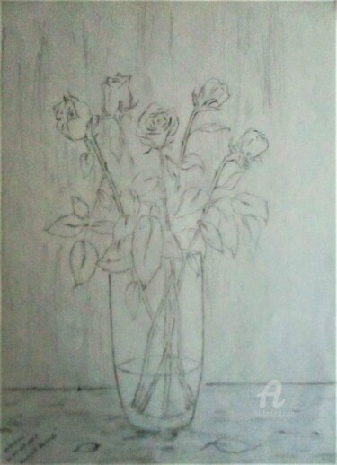 Disegno intitolato "Bouquet de Roses" da Roberto Urbano, Opera d'arte originale, Matita