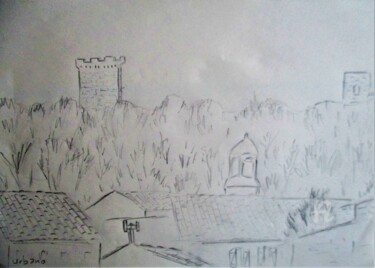 Drawing titled "Les toits de Beauca…" by Roberto Urbano, Original Artwork, Pencil