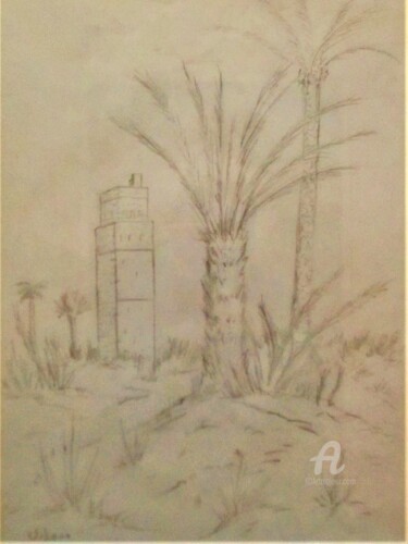 Drawing titled "Tunisie" by Roberto Urbano, Original Artwork, Pencil