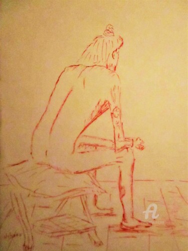 Drawing titled "Masculin au stylo" by Roberto Urbano, Original Artwork, Ballpoint pen