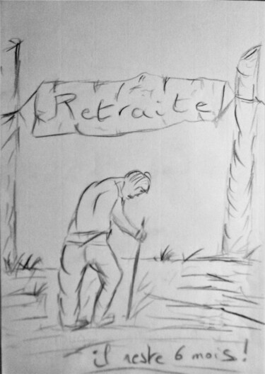 Dessin intitulée "La retraite à 70 an…" par Roberto Urbano, Œuvre d'art originale, Crayon