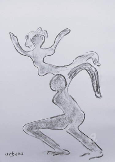 제목이 "Les deux danseurs"인 그림 Roberto Urbano로, 원작, 숯