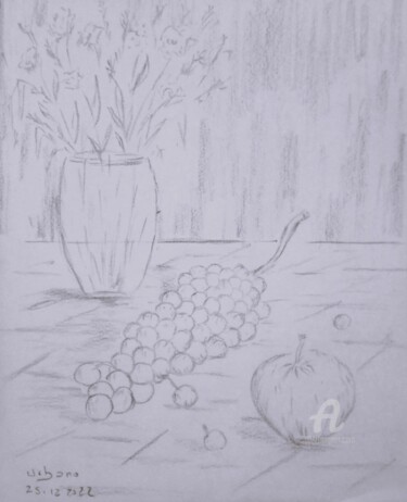 Drawing titled "Une nature morte" by Roberto Urbano, Original Artwork, Pencil