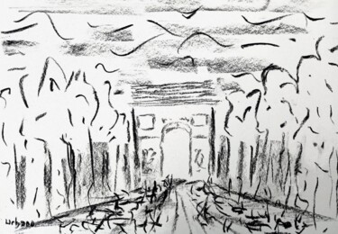 Σχέδιο με τίτλο "Arc de Triomphe" από Roberto Urbano, Αυθεντικά έργα τέχνης, Κάρβουνο