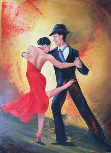 Malarstwo zatytułowany „Red Gyrations” autorstwa Bobbie Salvador, Oryginalna praca, Olej Zamontowany na artwork_cat.
