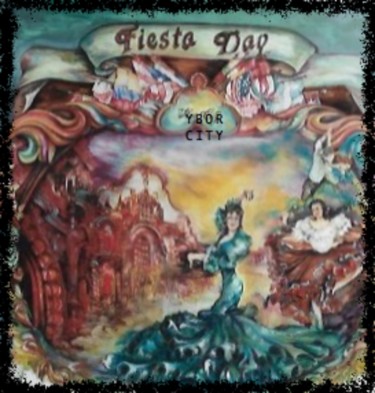 Painting titled "FIESTA DAY IN YBOR…" by Gloria Nova, Original Artwork, Oil
