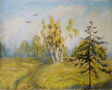 Peinture intitulée "Summer landscape." par Ludmila Bodrova-Vind, Œuvre d'art originale, Huile Monté sur Châssis en bois