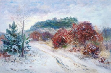 Ζωγραφική με τίτλο "Winter forest on ch…" από Bogdan Ermakov, Αυθεντικά έργα τέχνης, Λάδι