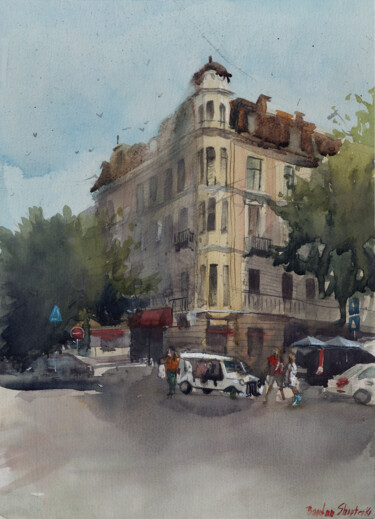 Pintura titulada "Ukraine City Odessa" por Bogdan Shiptenko, Obra de arte original, Acuarela