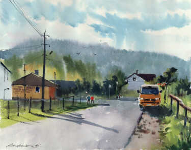 "Skhidnytsya village…" başlıklı Tablo Bogdan Shiptenko tarafından, Orijinal sanat, Suluboya