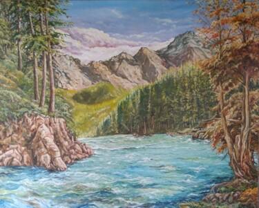 Pintura titulada "Горная река" por Bohdan Kukiz, Obra de arte original, Oleo