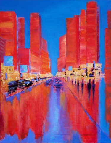 Pintura intitulada "Metropolis - red" por Bohdan Wincenty Łoboda, Obras de arte originais, Acrílico