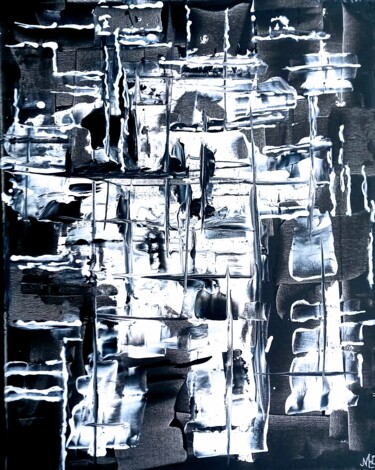 Painting titled "Black and white" by Marianne Huizinga, Original Artwork, Acrylic
