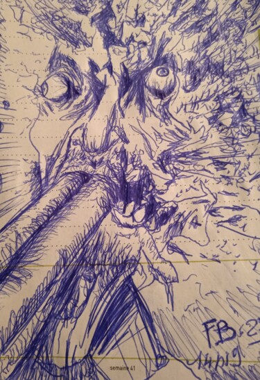 Disegno intitolato "Bang your head !!!" da Bohmert Frederic, Opera d'arte originale, Biro