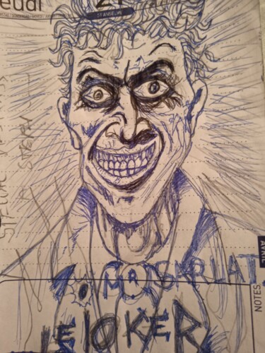Рисунок под названием "Le joker..." - Bohmert Frederic, Подлинное произведение искусства, Шариковая ручка