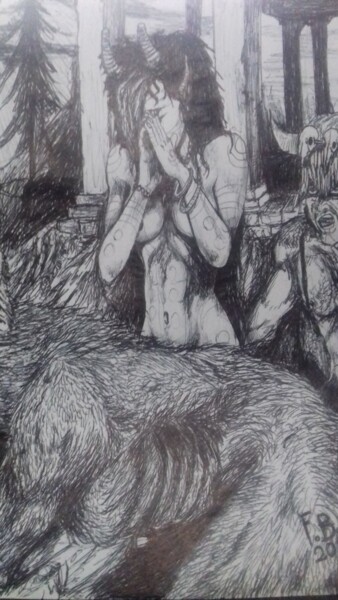 "invocation du wendi…" başlıklı Resim Bohmert Frederic tarafından, Orijinal sanat, Tükenmez kalem