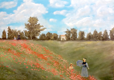 Pintura intitulada "Poppies di Claude M…" por Leandro Boi, Obras de arte originais, Óleo