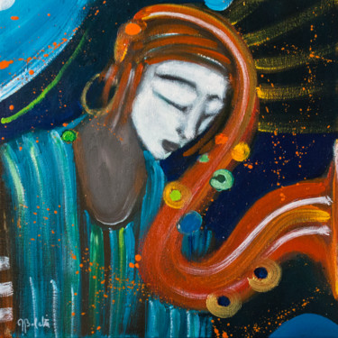 Pintura titulada "gueixa dos cabelos…" por Guido Boletti, Obra de arte original, Acrílico