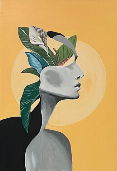 Картина под названием "Silver face" - Bombey, Подлинное произведение искусства, Акрил Установлен на Деревянная рама для носи…