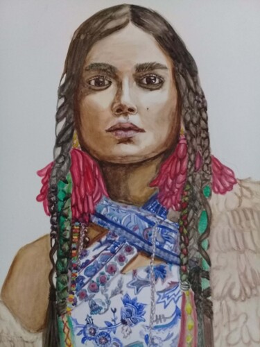 Painting titled "Kaur" by Bonifacio Contreras, Original Artwork, Watercolor