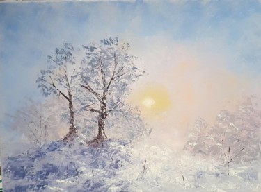 Painting titled "Paysage d’hiver" by Claude Bonnin, Original Artwork, Oil