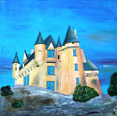 Painting titled "Chateau Clemans de…" by Bonsanthy, Original Artwork, Encaustic Mounted on Wood Stretcher frame