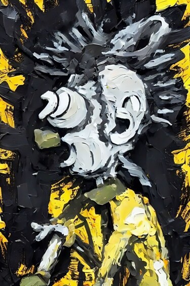 Arte digitale intitolato "Black-yellow-white" da Boris Tetiushin, Opera d'arte originale, Olio